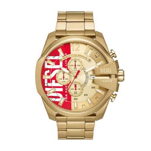 Montre Homme Diesel Mega Chief En Acier Jaune Etanche