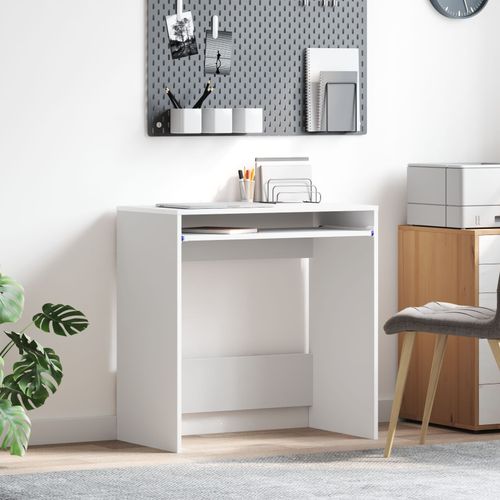 Vidaxl Bureau D'ordinateur Blanc Bois D'ingénierie Compact Organisateurs