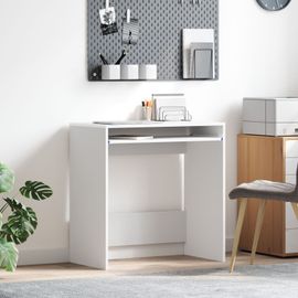 Vidaxl Bureau D'ordinateur Blanc Bois D'ingénierie Compact Organisateurs
