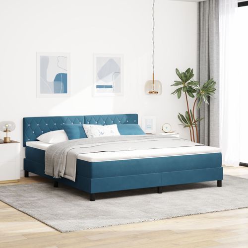 Lit À Ressorts Vidaxl Avec Matelas Et Led Bleu Foncé 180x200 Cm En Velours