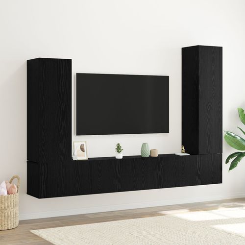 Vidaxl Ensemble De Meubles Tv 4 Pièces Mural Chêne Noir Bois Ingénierie Système De Gestion De Produits