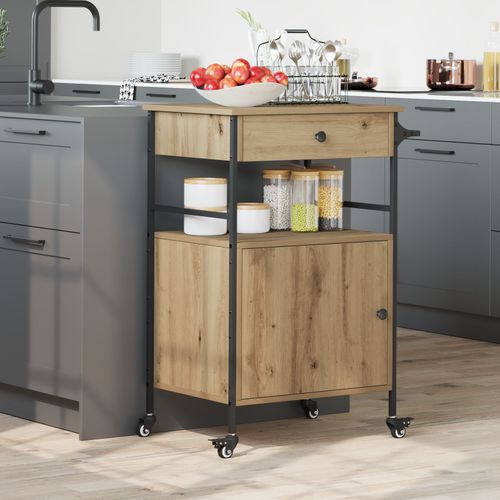 Vidaxl Chariot De Cuisine En Chêne Artisanal 56x43x89,5 Cm