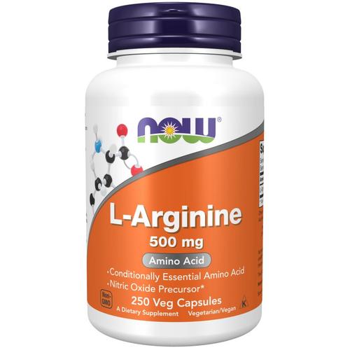 Now Foods L-Arginine, 500 Mg, 250 Gélules Végétaliennes, Acides Aminés, Testé En Laboratoire, Sans Gluten, Sans Soja, Sans Ogm 
