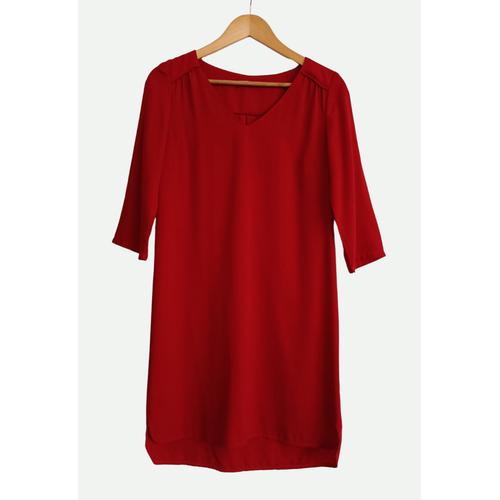 Robe Tunique Rouge. Manches 3/4. Camaieu. Taille 36