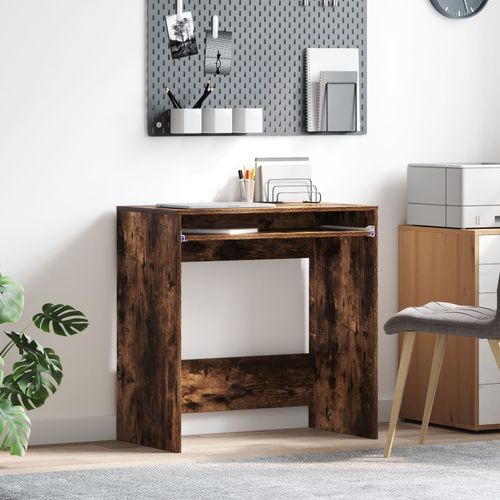 Vidaxl Bureau D'ordinateur Chêne Fumé Panneau De Particules Compact