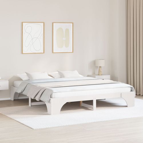 Vidaxl Cadre De Lit Blanc Bois Massif 180 X 200 Cm Cadre De Lit