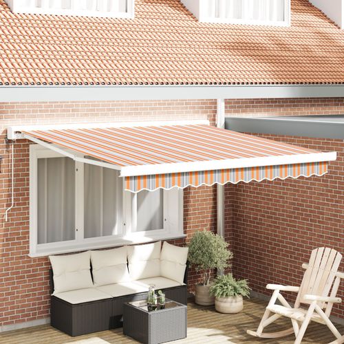 Vidaxl Auvent Rétractable Automatique Rayé Multicolore 350x250 Cm