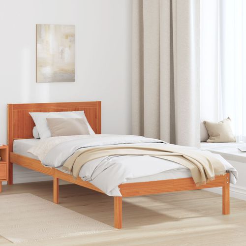 Vidaxl Cadre De Lit En Bois De Pin Marron Ciré Bois Massif 100 X 200 Cm