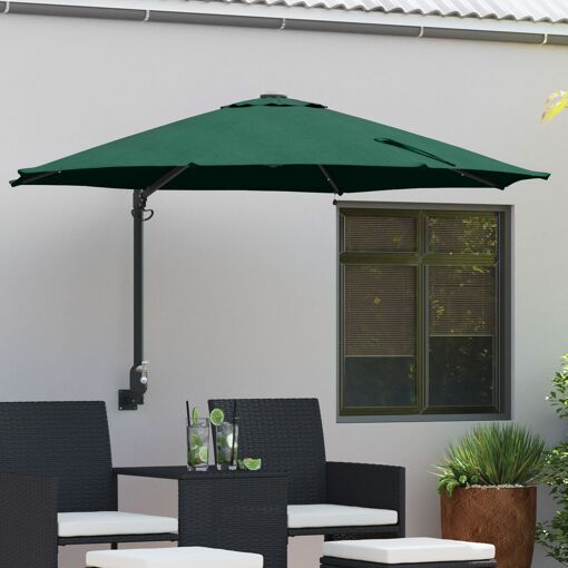 vidaXL Parasol de Jardin Mural avec LEDs Vert 248 cm
