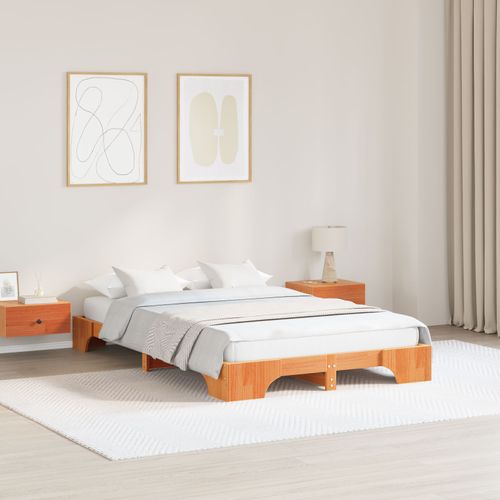 Vidaxl Cadre De Lit Marron Ciré Bois 120 X 200 Cm Cadre De Lit Marron