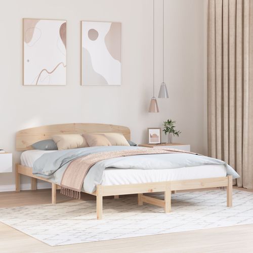 Vidaxl Cadre De Lit Avec Tête De Lit 150x200 Cm En Bois Massif De Pin