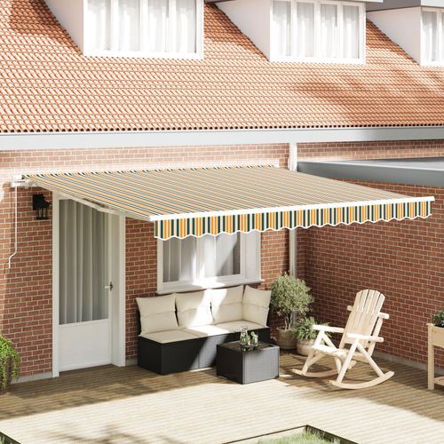 Vidaxl Store Rétractable Manuel Vert Et Jaune 400x350 Cm, Tissu De Rechange Pour Store Vidaxl De 4x3.5 M Vert Et Jaune