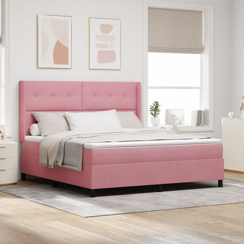 Lit Box Spring Vidaxl Avec Matelas Et Led Rose 180x200 Cm En Velours