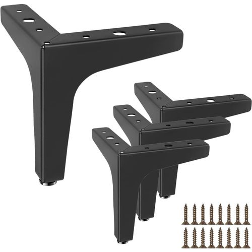 Furniture Legs,4 Pieces Table Legs,10 Cm Diy Metal Furniture Legs,Black Modern Metal Triangle Shaped Table Legs,With Screws