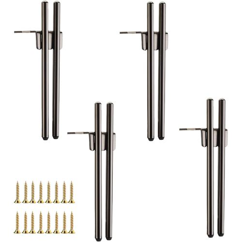 4 Metal Design Furniture Legs,Replacement Modern Chic Elegant Legs For Coffee Table 18 Cm,Tv Cabinet,Bathroom Cabinet With Screws+Silent Non-Slip Base,Black