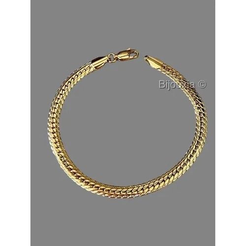 Bracelet Maille Anglaise 20cm X 5mm En Plaqué Or 18 Carats Bijou Neuf