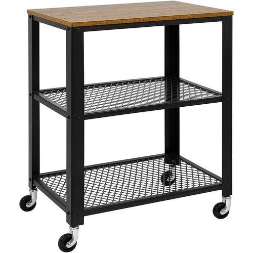 Asas-Chariot De Service À 3 Niveaux Chariot Roulant,Etagère De Rangement,Petit Dessertemobile Style Vintage Industriel Pour Salon Cuisin,60x40x76,5cm,Marron Noir