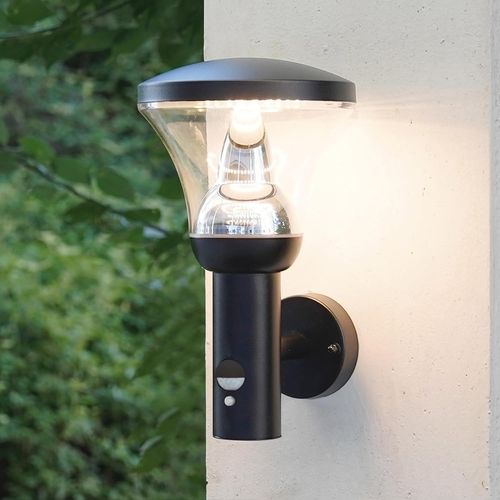 Asas-4modes Led Lampemurale Exterieur Avec Detecteur,Ip44 Étanche Appliques D'extérieur Pour Terrasse Entrée Jardin,Noir 9w 220-240v