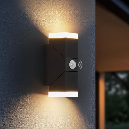 Asas-Appliquemurale Exterieur Detecteur Demouvement,12w Éclairagemural D'extérieur Anthracite Ip65,Lampe Exterieurmurale 3000k Blanc Chaud 932lm,Aluminium Applique Exterieur Led Orientable
