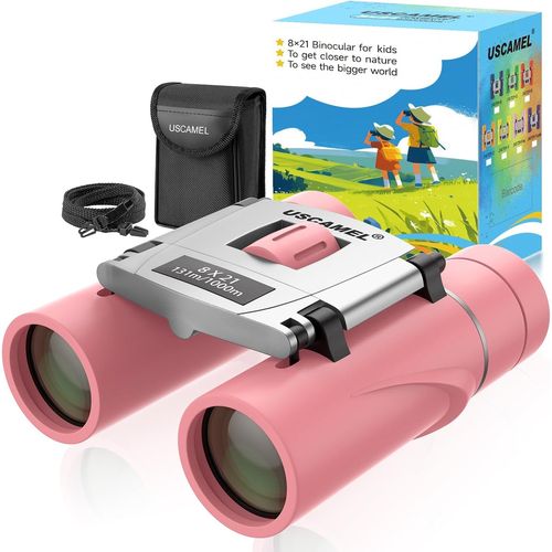 Asas-Jumelles Enfant,8×21 Compactesmini Jumelles Adultes Pour L'observation Des Oiseaux (Rose)