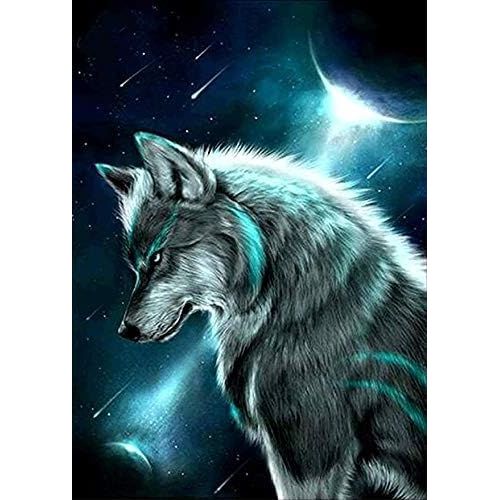Asas-5d Diamond Painting Broderie Diamant Kit Complet Loup Peinture Diamant Painting Loup Canevas Diamant Kit Complet Point De Croix Broderie Diamond Painting Kit Complet 30x40cm
