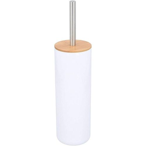 alpina Ensemble de toilette 6-Pièces - Distributeur de savon - Porte-brosse à dents - Brosse de toilette - Corbeille à papier - Porte-savon - Tasse - Bambou - Blanc