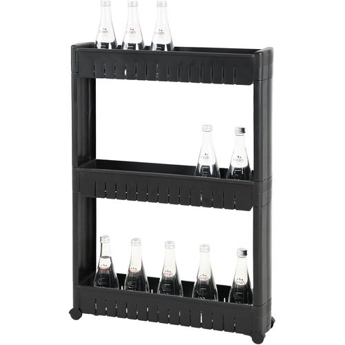 asas-Chariot De Rangement Étroit Avec Roulettes Böken | Noir | 54X12X78cm | Chariot De Rangement Auxiliaire | Unité De Rangement À 3 Niveaux Pour Salle De Bain