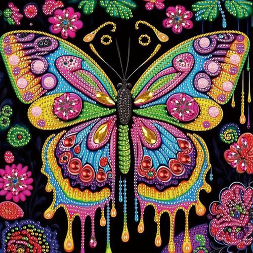 Asas-(30x30cm) Broderie Diamant Papillon Coloré,5d Diamond Painting Spécial Pour Enfants,Canevas Diamant Kit Complet Partiel,Cristal Artisanat Pop Art,Décoration De Bureau D'intérieur