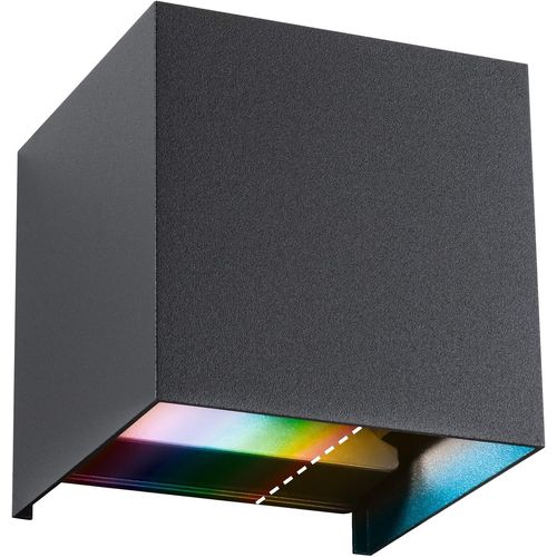 Asas-94847 Applique D'extérieur Led Cybo Ip44 2x2,5w 2x150lm Gradable 100x100mm Anthracite Aluminium Rgbw