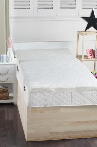 asas-Matelas Surmatelas EnMousse De Silicone Pour Un Confort Ultime AvecMatelas En Polyester Amovible Housse De Protection Coussin De Soutien Du Corps,160X200cm,Blanc