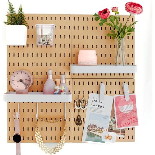 Asas-Ensemble Complet De 4 Panneaux De Rangementmural Pourmaison Et Bureau-56x56cm-4 Carreaux De 28x28cm-Accessoires-Blanc Ou Noir (Marron/Blanc,Ensemble De 4 Panneaux)