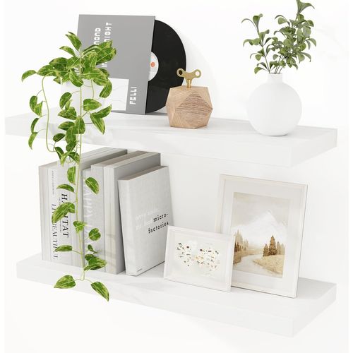 Asas-Lot De 2 Étagères Flottantes Blanches De 60cm Pour Rangementmural Et Organiseur,Étagères De 23,5cm De Profondeur Pour Salle De Bain,Grande Étagère D'affichage Et De Rangement Pour Chambre À