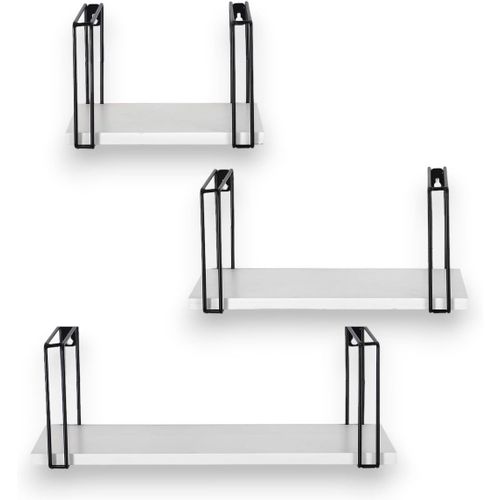 Asas-Etagèresmurales Lot De 3 Etagères Suspendues Blanches Pour Salon Décoratifmoderne 43/33/23cm | Étagère À Épices Étagère De Cuisine | Étagère Flottante Pour Décoration De Salle,Décoration