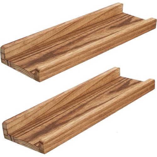 Asas-Lot De 2 Grandes Étagèresmurales Flottantes Vintage À Suspendre Pour Salle De Bain,Chambre À Coucher,Toilettes,Cuisine,Bureau,Salon,Noir Carbonisé,43x13x40cm