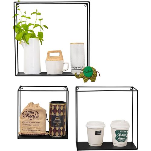 Asas-Lot De 3 Étagèresmurales Flottantes Enmétal Pour Salon,Salle De Bain,Cuisine,Bureau Et Chambre À Coucher,Style Industriel