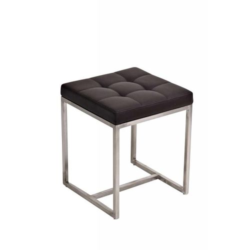 Tabouret Bas En Synthétique Marron Pieds Acier Inoxydable Brossé Mat Classique Et Pratique 10_0001189