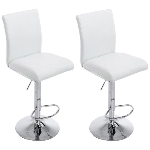 Set De 2 Tabourets De Bar Avec Repose-Pied Design Moderne Synthétique Blanc 10_0000267