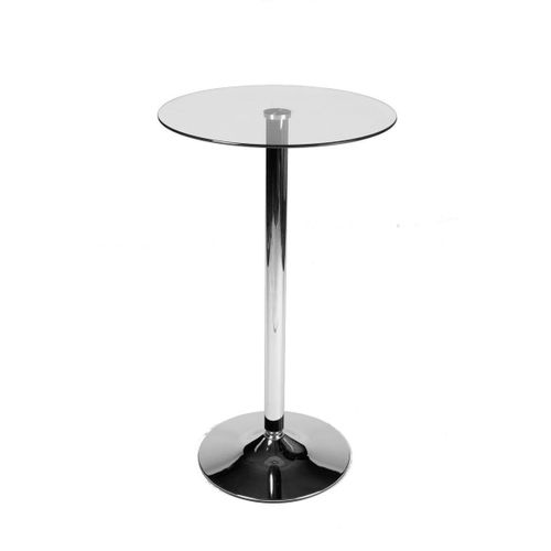 Table Haute Ronde Ø 60 Cm Avec Plateau En Verre Et Pieds En Métal 10_0000537