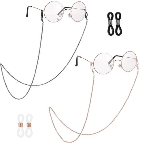 Asas-Lot De 2 Chaînes À Lunettes Pour Femme-Porte-Lunettes Autour Du Cou-Élégante Chaîne De Lunettes Enmétal
