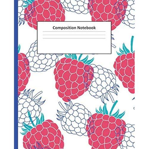 80's Composition Notebook: Blank Lined - College Ruled - Raspberries Memphis Style