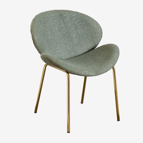 Lot De 4 Chaises De Salle À Manger Recouvertes De Chenille Fior Vert Sapin Doré