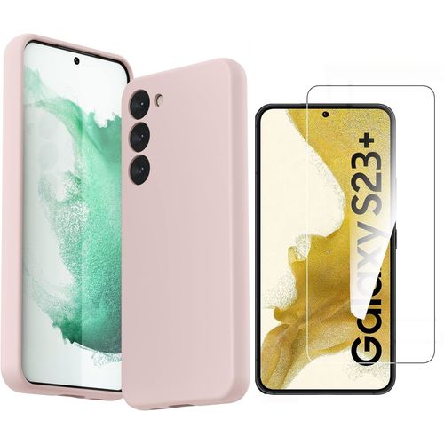 Coque Rose Pour Samsung Galaxy S23 Plus (6,6") Et Verre Trempé Film Protection Ecran Little Boutik®