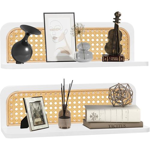 Asas-2 Pcs Etageremurale Bohème,Étagèresmurales Rustiques Flottantes En Rotin,Supportsmuraux Pour La Décorationmurale,Étagères De Rangementmurales Pour Chambre À Coucher,Salon,Salle De Bain
