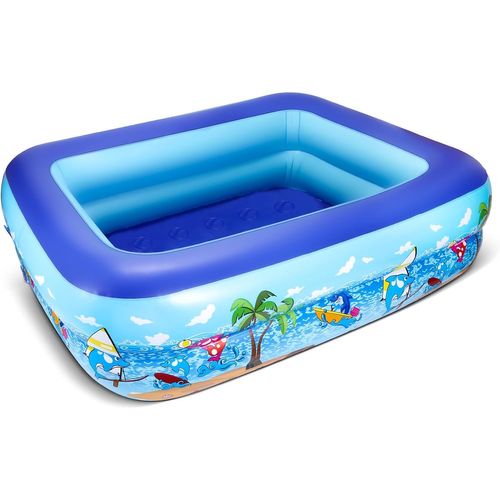 asas-Piscine Enfant,110X83X34cm Piscine Gonflable,Pataugeoire Gonflable,Piscine Rectangulaire,Piscine Gonflable Enfant,Piscine Pataugeoire Intérieur Et Extérieur