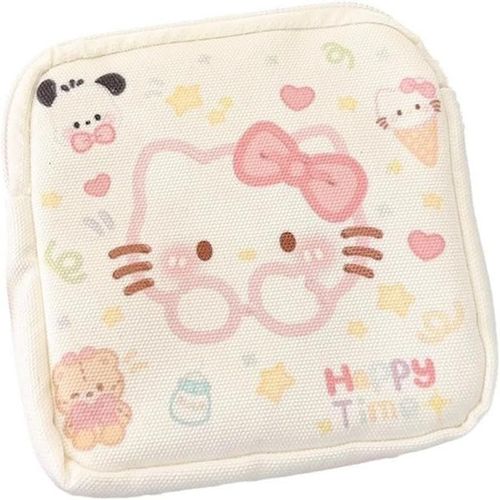 Asas-1 Pièces Kitty Pochette Serviette Hygiénique,Sacs De Rangement Pour Serviettes Hygiéniques En Coton,Pochette De Première Période,Sac Pour Femmes,Adolescentes,Fournitures Scolaires