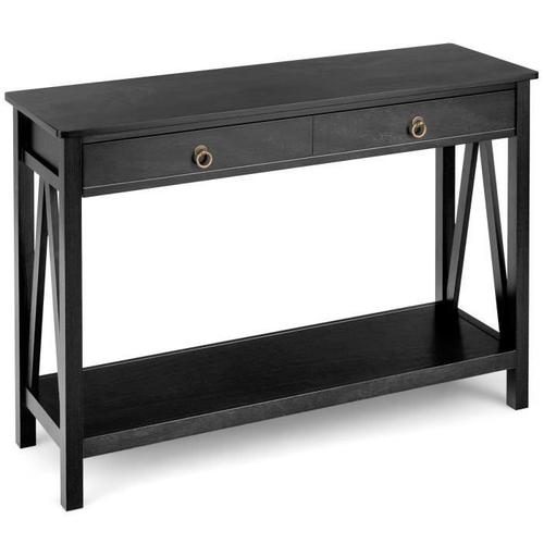 Costway Table Console, Meuble Entrée - 2 Tiroirs 106,5 X 35,5 X 78 Cm (L X L X H) En Bois Noir