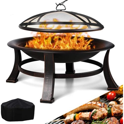 Brasero Exterieur Ø76 cm, Brasero Barbecue avec Grille, Brasero de Jardin