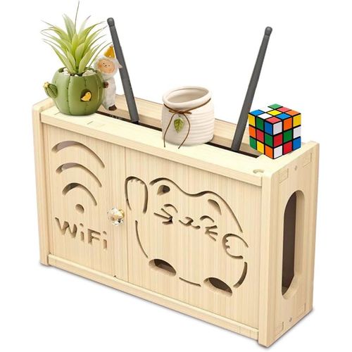Asas-Armoire De Routeur En Boismassif,Montagemural,Cachette De Routeur,Boîte De Rangement Pour Routeur,Boîte De Rangement Pour Câble Tv,Étagère Décorative En Bois,Wifi,Routeur Décoratif