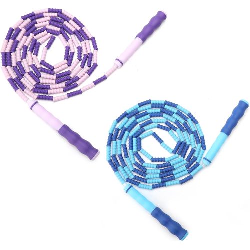 Asas-2 Pièces Corde A Sauter Perlée,Corde À Sauter Sans Entrave Enfants,2.8m Rapidement Réglable Fitness Jump Rope,Workout,Fitness,Ecole Jump Rope Pour Adultes Et Enfants