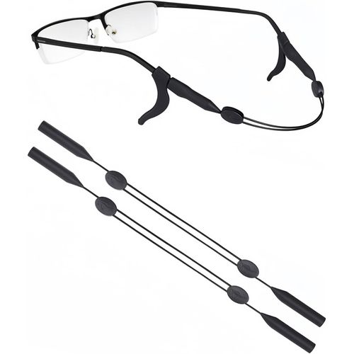 Asas-2 Pièces Sangle De Lunettes Ajustable-Sangles Antidérapantes Sans Taille,Sangle De Lunettes De Sport-Confort Et Sécurité Pour Tenir Des Lunettes De Soleil En Lecture (Noir)